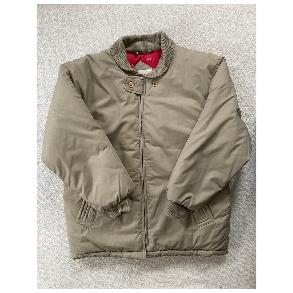 80s Vintage McGregor Mens Medium Bomber Jacket Tan Red Lining Insulated Puffer